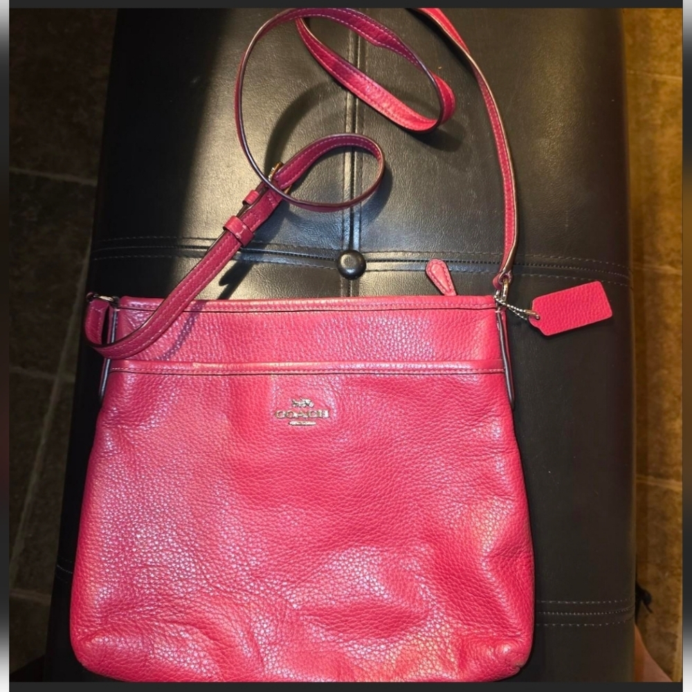 Coach Pebble Leather Crossbody Bag in Pink